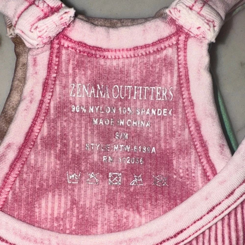 Zenana Outfitters Ribbed Crop Tops in Pink, Brown, and Green size S/M set of 3 - Picture 8 of 15